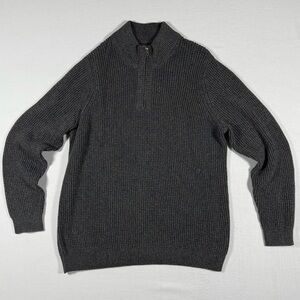 LL Bean Cotton Waffle 1/4 Zip Sweater Mens 2XL XXL Tall Dark Cinder 508975 2xlt